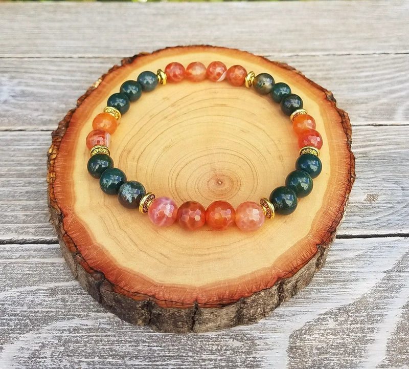 Vitality Bloodstone & Fire Agate Bracelet | Brahmatells by Brahmatells