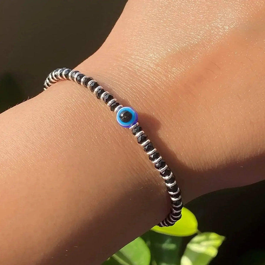 Ward Off Negativity with Evil Eye Black Crystals Bracelet | Brahmatells by Brahmatells