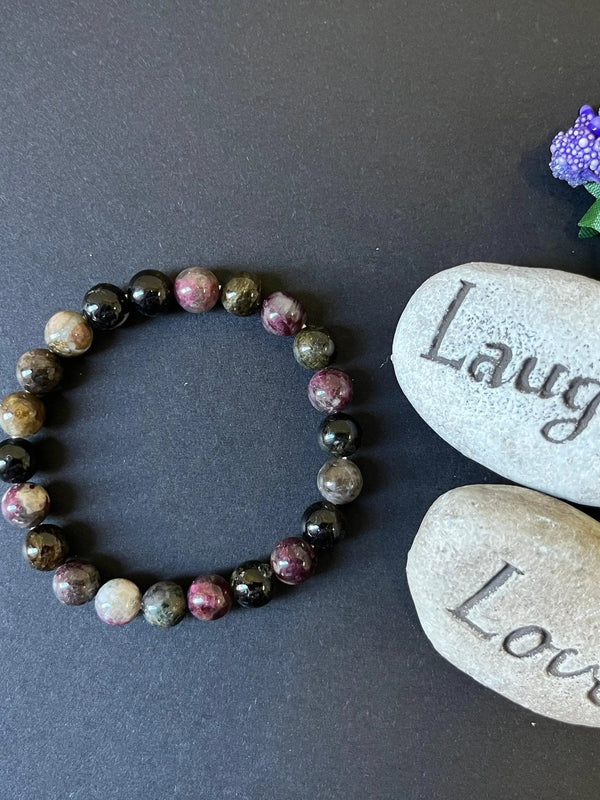 Watermelon Tourmaline Crystal Bracelet | Handmade Gemstone Jewelry by Brahmatells
