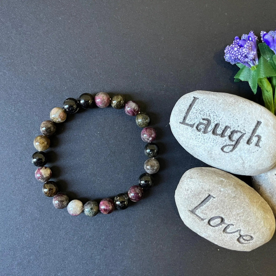 Watermelon Tourmaline Crystal Bracelet | Handmade Gemstone Jewelry by Brahmatells