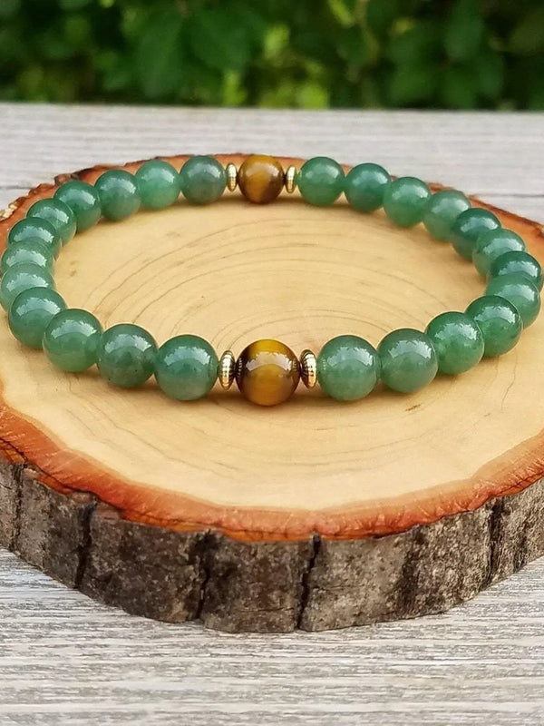 Wealth & Abundance Bracelet – Green Aventurine & Tiger’s Eye by Brahmatells