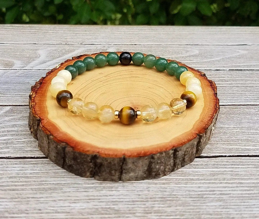 Wealth & Abundance Bracelet – Citrine & Tiger’s Eye Beads by Brahmatells