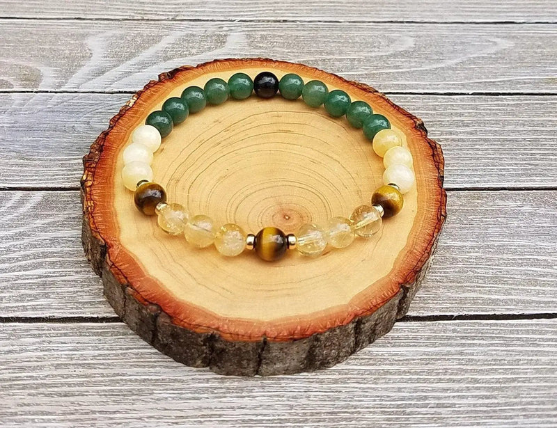 Wealth & Abundance Bracelet – Citrine & Tiger’s Eye Beads by Brahmatells