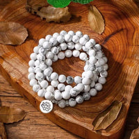 White Howlite 108 Mala Beads Necklace - Serene Meditation Charm | Brahmatells by Brahmatells