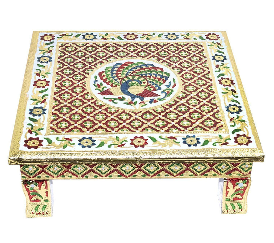 Wood Pooja Chowki (Multicolour ) by Brahmatells
