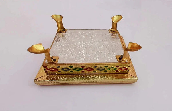 Wooden Bajot Chowki Handcrafted Multicolor Handmade (Small) by Brahmatells