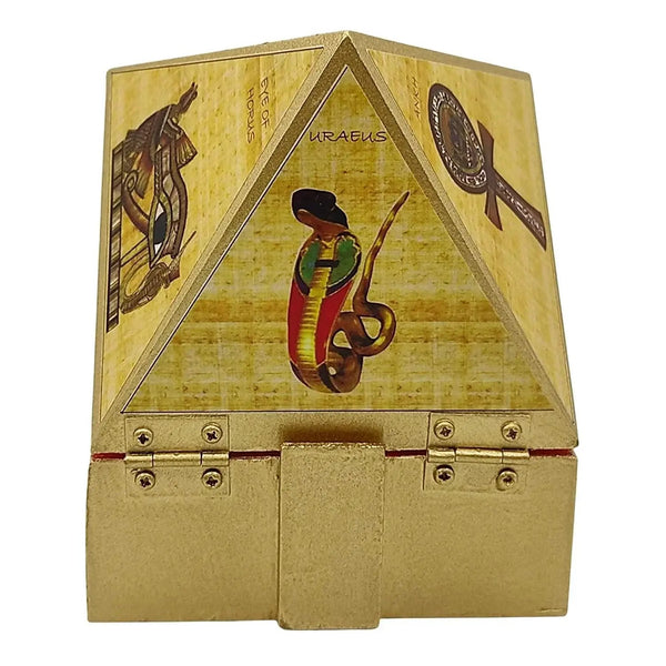 Wooden Vastu Pyramid Wish, Cash, Reiki Box with Egyptian Symbol by Brahmatells