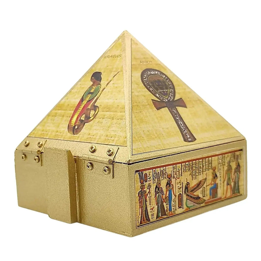 Wooden Vastu Pyramid Wish, Cash, Reiki Box with Egyptian Symbol by Brahmatells