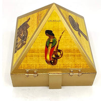 Wooden Vastu Pyramid Wish, Cash, Reiki Box with Egyptian Symbol by Brahmatells