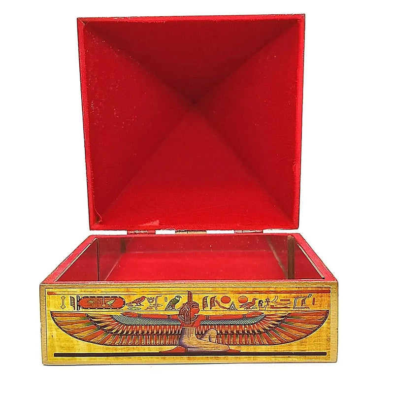 Wooden Vastu Pyramid Wish, Cash, Reiki Box with Egyptian Symbol by Brahmatells