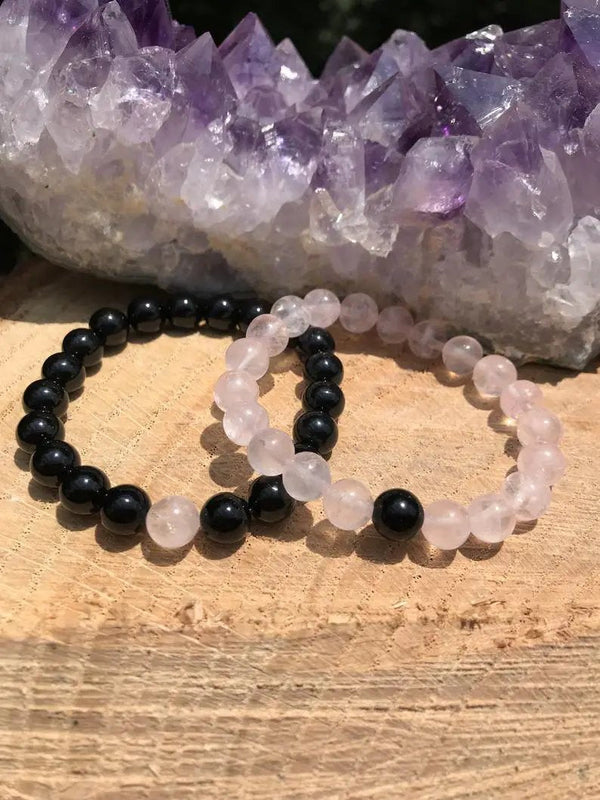 Yin Yang Balance: Black Onyx & Rose Quartz Bracelet | Brahmatells by Brahmatells